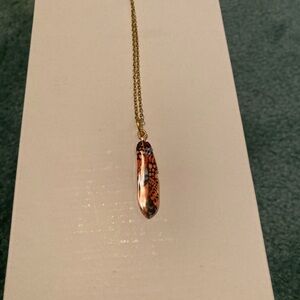 Enamel Bird Feather Pendant Necklace Orange Blue 🐦‍🔥